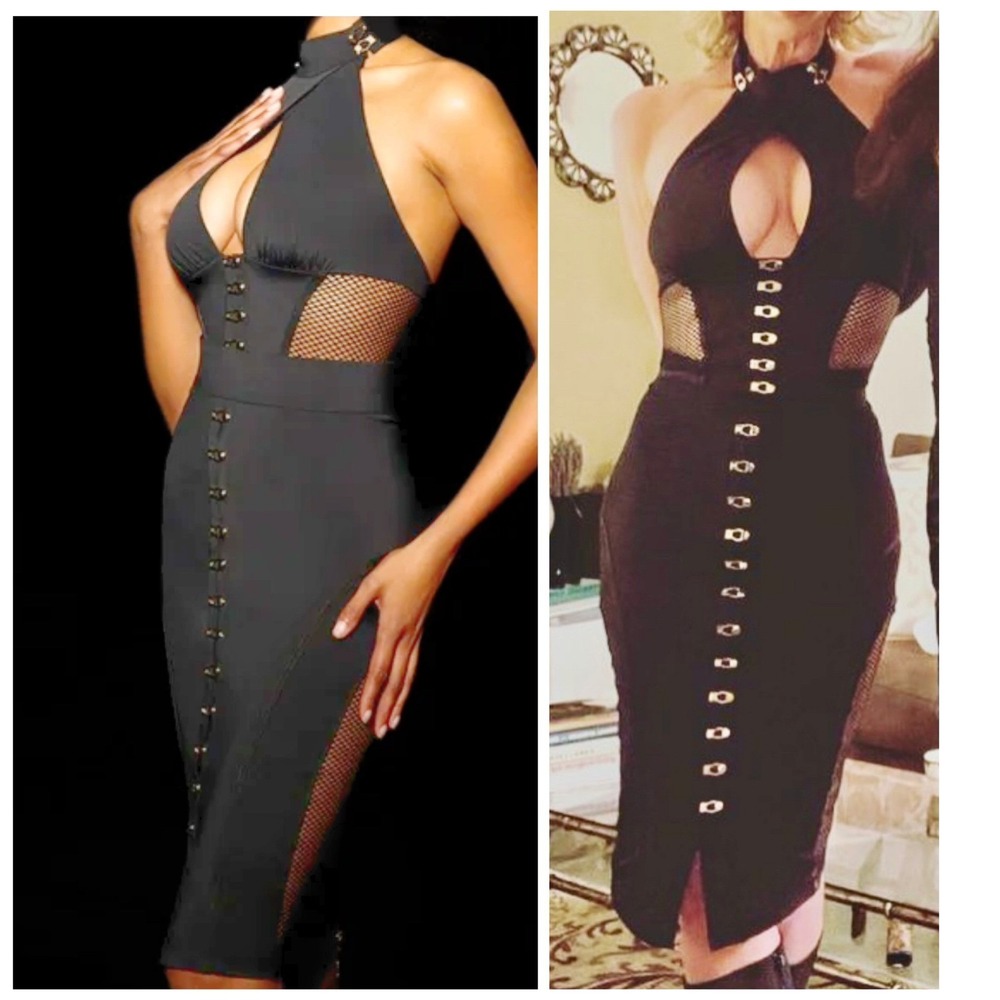 Honey Birdette Tash 2 Piece Set Black Halter Top & Midi Skirt‎ - Picture 3 of 9